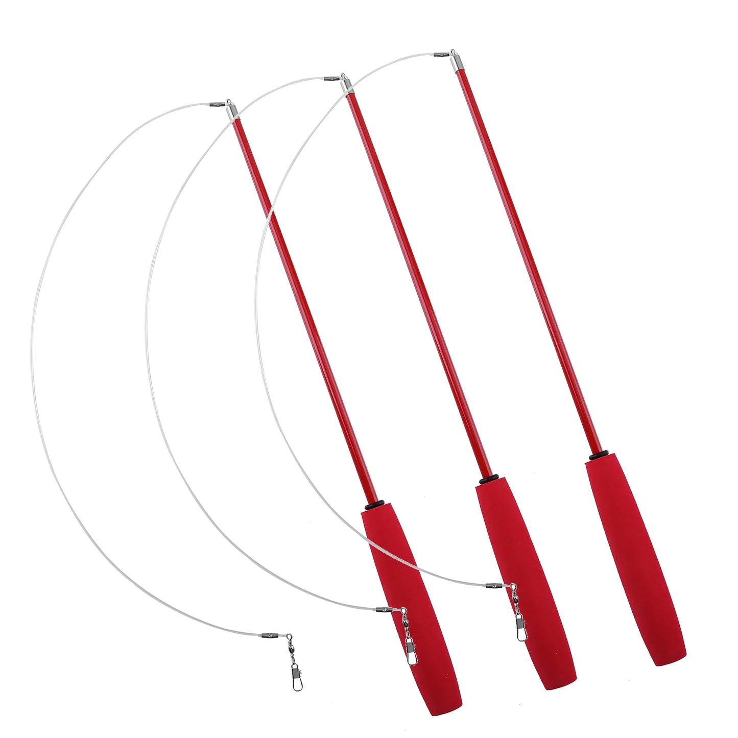 Cat Teaser Wands Three-section Telescopic Fishing Pole Wand Kitten Funny Catcher Teaser Stick Rod Interactive Stick Teaser Toys