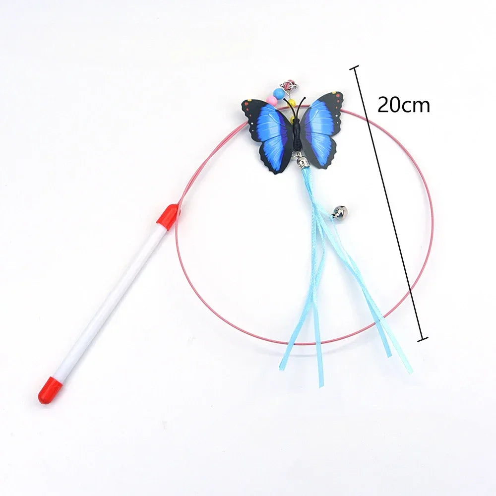 Interactive Cat Toy Handfree Cat Stick Playing Kitten Playing Teaser Wand Toy Suction Cup Bird/Feather Cat Wand Pet Supplies