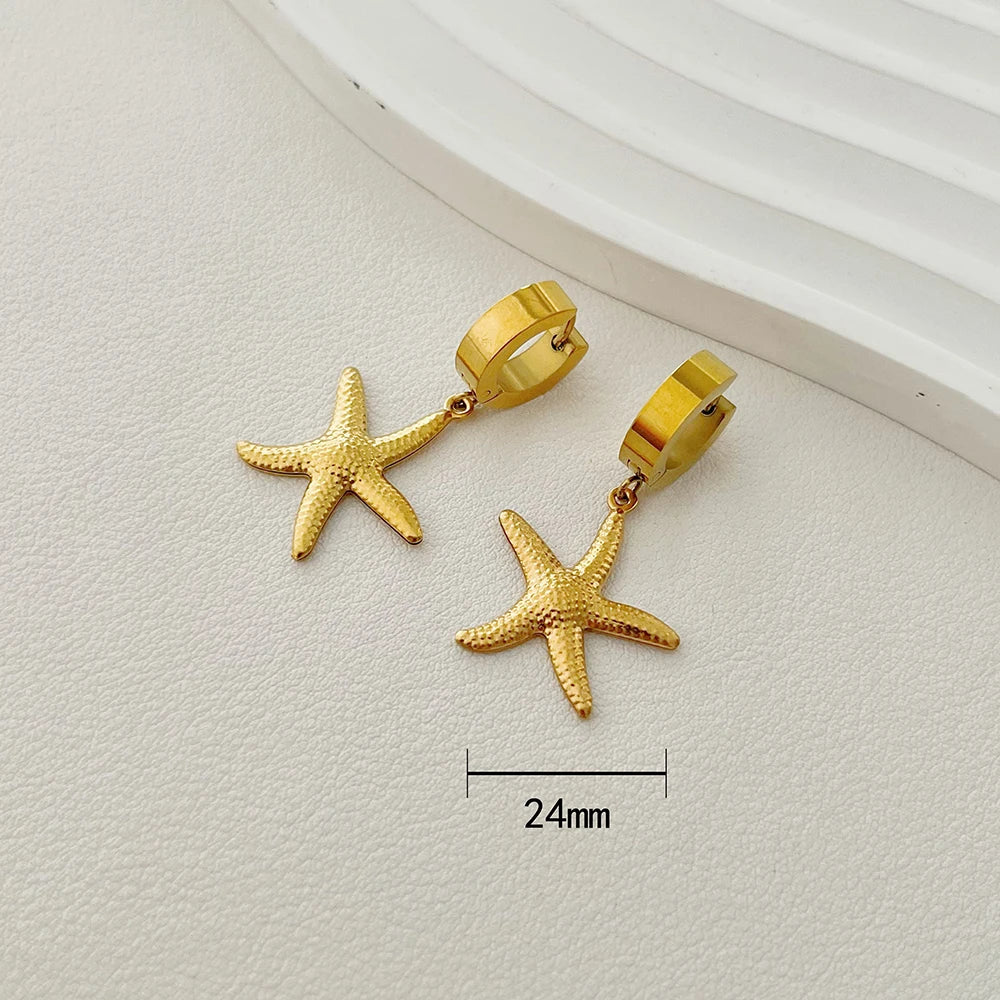 ALTERA New Bohemia Handmade Stainless Steel Necklace Earrings Bracelet Shell Starfish Charm Waterproof Jewelry Set Summer Beach