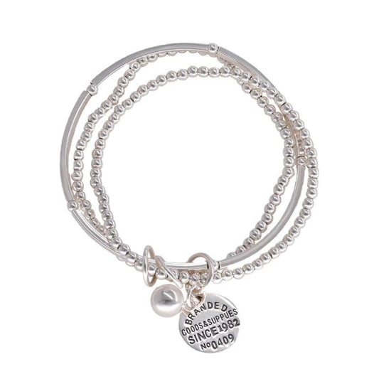 Foxanry Letter Pendant Multilayer Bead Chain Bracelets For Women Creative Design New Fashion Personality Birthday Jewelry Gifts