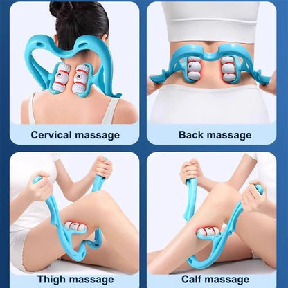 6 Roller Neck Shoulder Multifunction Neck Massager Therapy Shoulder Body Self Massage Tool Relieve Hand Pressure Deep Massager
