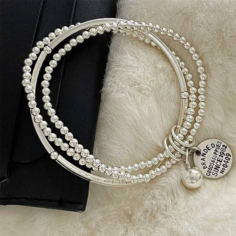 Foxanry Letter Pendant Multilayer Bead Chain Bracelets For Women Creative Design New Fashion Personality Birthday Jewelry Gifts