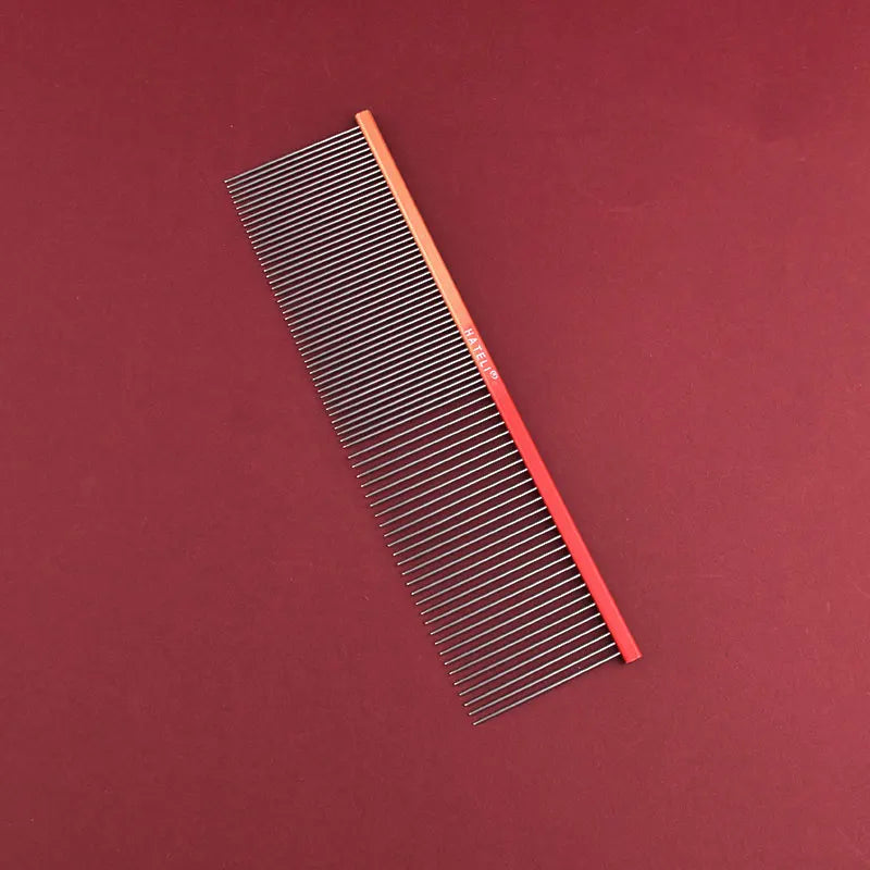 19cm Pet Rainbow Comb Dog Cat Grooming Comb Stainless Steel Pet Comb Dense Teeth Cleaning Brush Hair Removal Pet Supplies