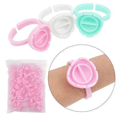 AILEISHI Wholesale 100Pcs/Bag Disposable Eyelash Extension Glue Ring Cup Tattoo Pigment Holder Container Lash Tools Supplier