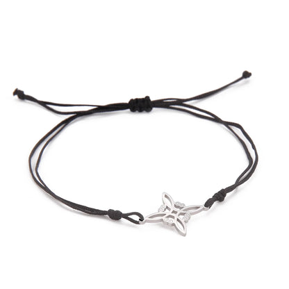 LIKGREAT Witch Knot Wax Rope Bracelet Stainless Steel Witchcraft Knot Charm Pendant On Hand Wicca Amulet Jewelry Biethday Gifts