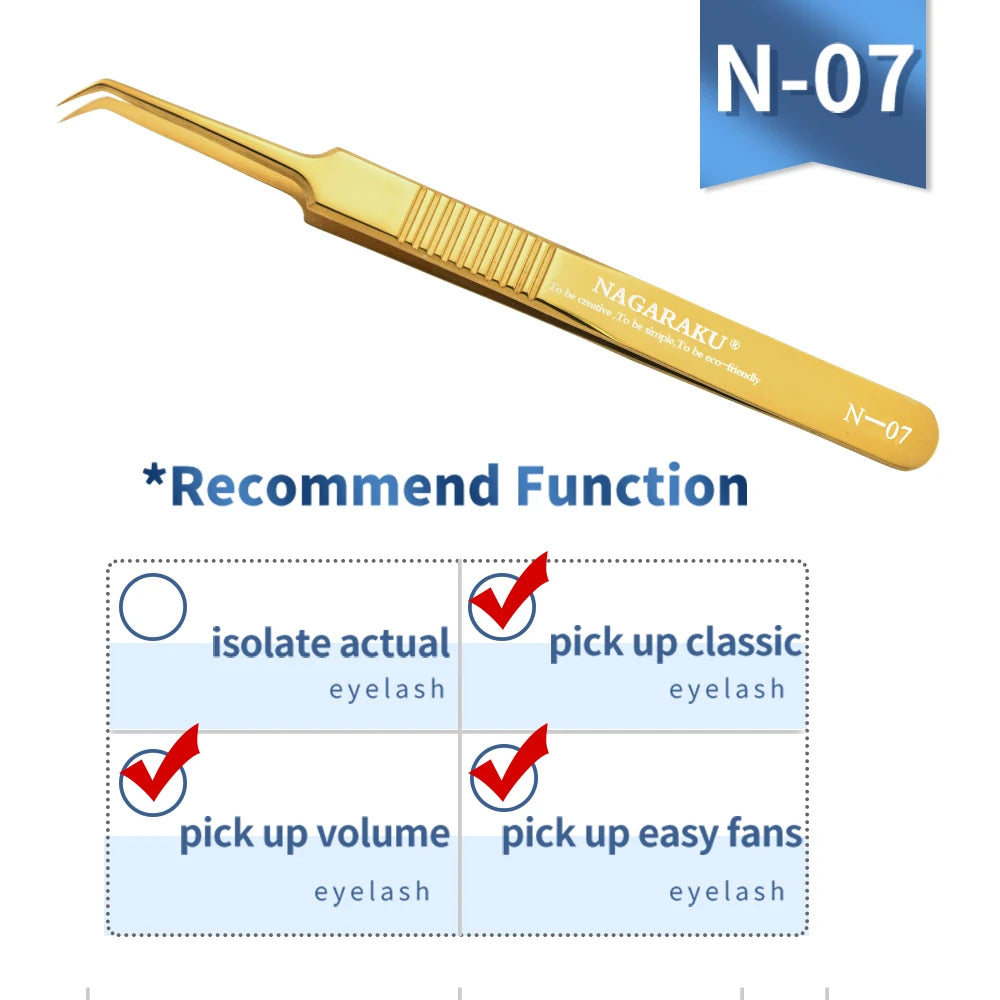 NAGARAKU Eyelash Extension Tweezers False Eyelashes Makeup Stainless Steel Professional Volume Tweezer 3D Accurate Pincet