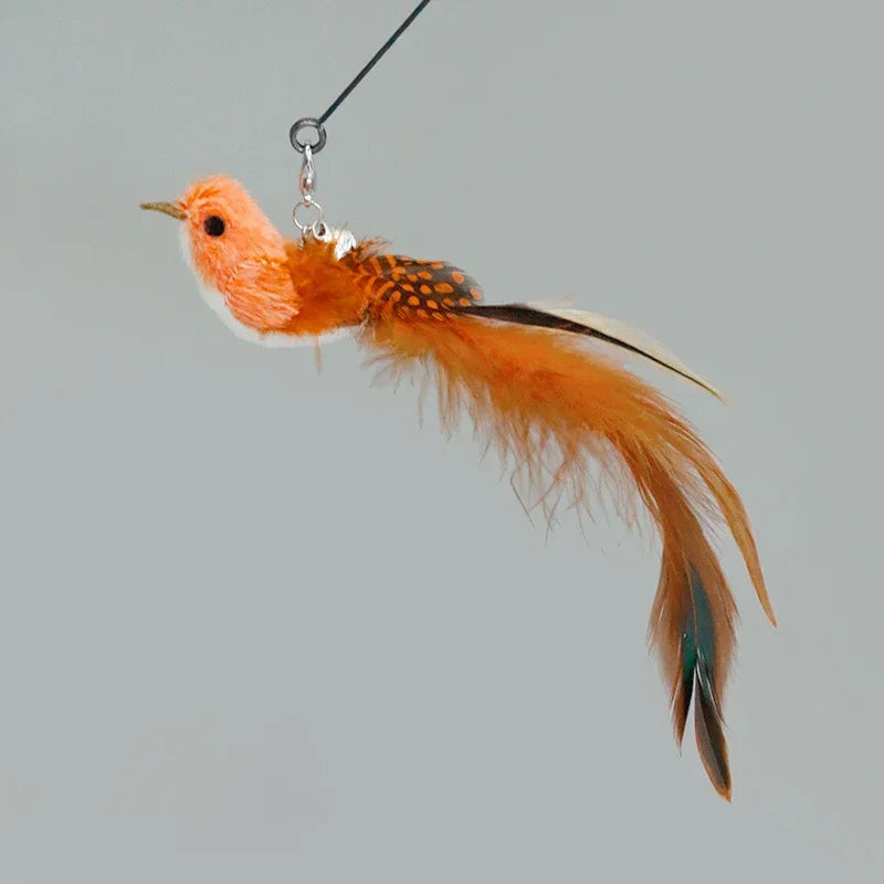 Interactive Cat Toy Handfree Cat Stick Playing Kitten Playing Teaser Wand Toy Suction Cup Bird/Feather Cat Wand Pet Supplies