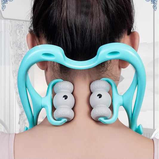 6 Roller Neck Shoulder Multifunction Neck Massager Therapy Shoulder Body Self Massage Tool Relieve Hand Pressure Deep Massager