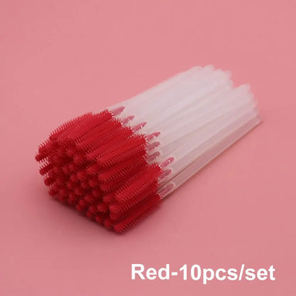 10Pcs Colorful Disposable Silicone Head Mascara Applicator Spooler Brush Eyebrow Comb Brush Eyelash Extension Makeup Tools