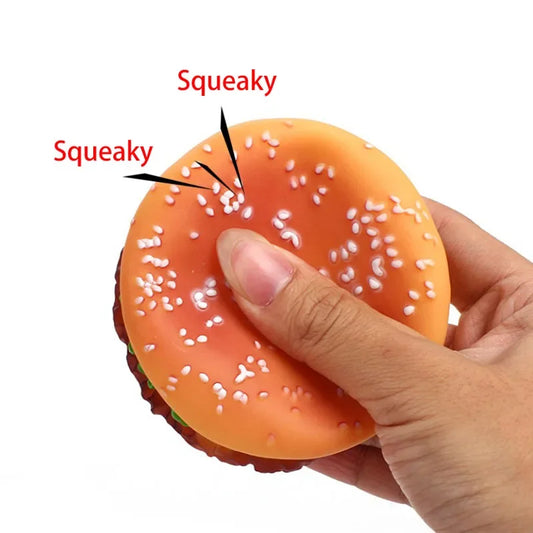 Hamburger Shaped Pet Dog Toys Funny Sound Squeak Chew Toy For Dogs Cats Plastic Training Playing Chewing Toy