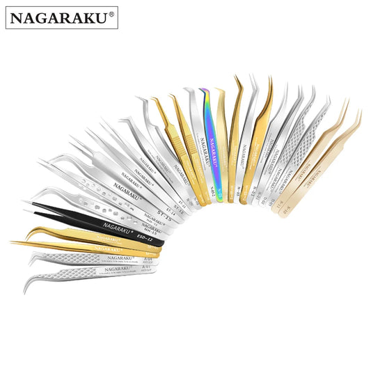 NAGARAKU Eyelash Extension Tweezers False Eyelashes Makeup Stainless Steel Professional Volume Tweezer 3D Accurate Pincet