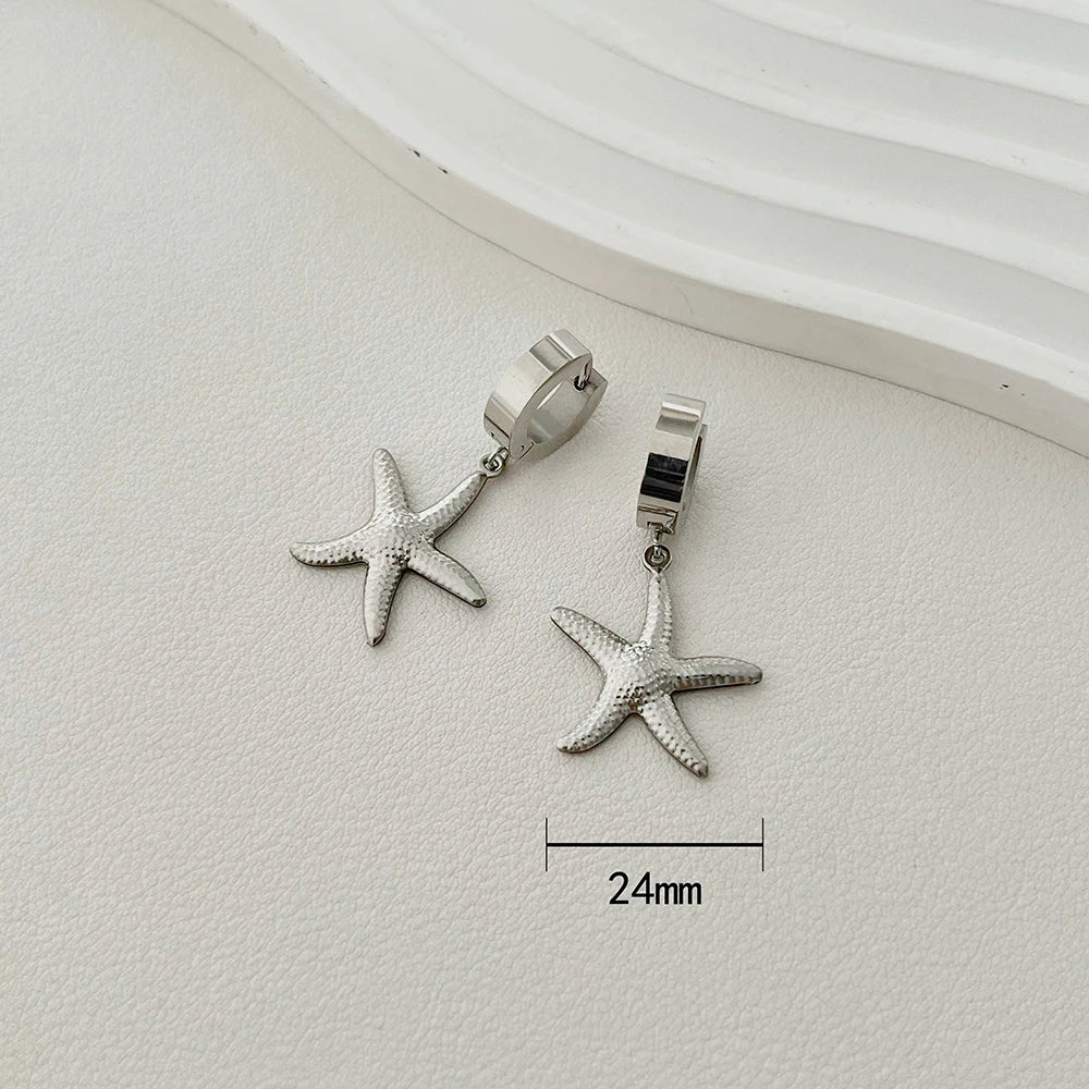ALTERA New Bohemia Handmade Stainless Steel Necklace Earrings Bracelet Shell Starfish Charm Waterproof Jewelry Set Summer Beach