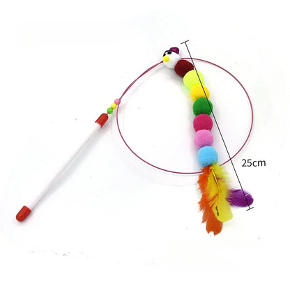 Interactive Cat Toy Handfree Cat Stick Playing Kitten Playing Teaser Wand Toy Suction Cup Bird/Feather Cat Wand Pet Supplies