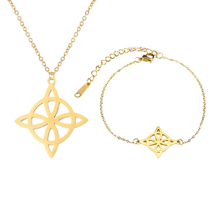 Witch Knot Jewelry Sets for Women Necklace Witchcraft Protection Amulet Bracelet Earring Rings Accessory Set Valentines Day Gift