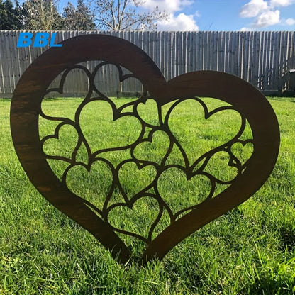 Rustic Metal Heart Garden Stake, Iron Heart Silhouette Yard Art, Farmhouse Outdoor Decor for Christmas, Easter, Halloween