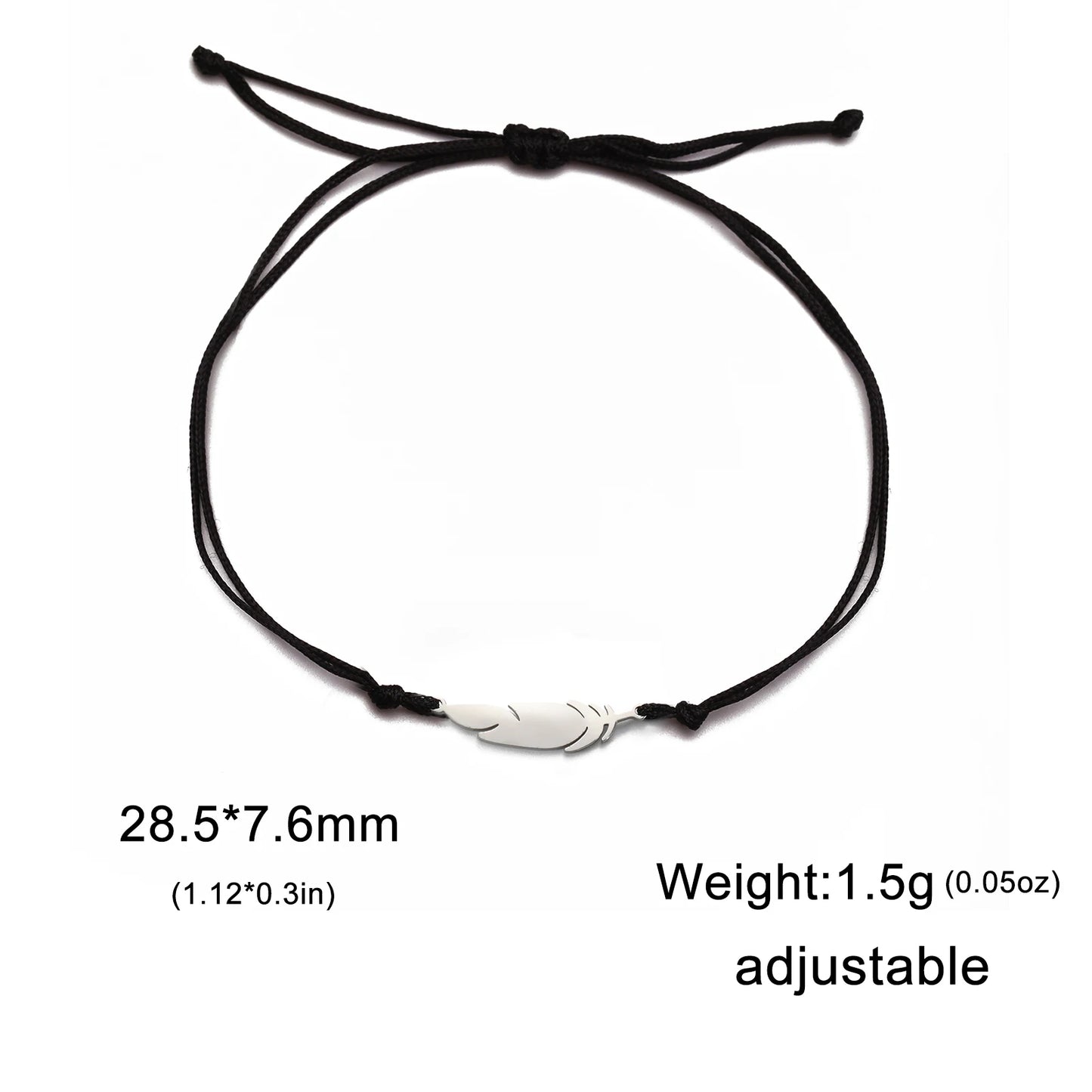LIKGREAT Fashion Feather Design Pendant Bracelet for Women Men Charm Adjustable Rope Chain Couple Jewelry Party Gifts