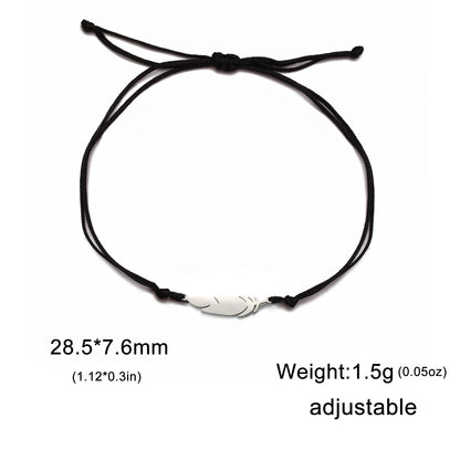 LIKGREAT Fashion Feather Design Pendant Bracelet for Women Men Charm Adjustable Rope Chain Couple Jewelry Party Gifts