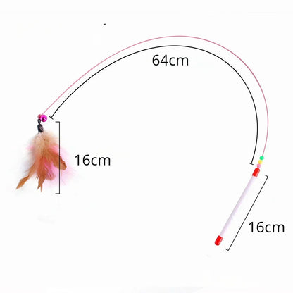 Interactive Cat Toy Handfree Cat Stick Playing Kitten Playing Teaser Wand Toy Suction Cup Bird/Feather Cat Wand Pet Supplies
