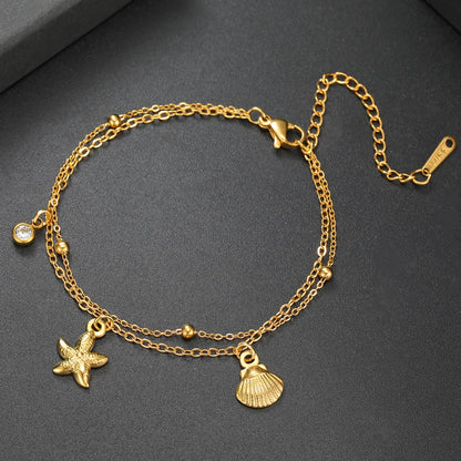 Cazador Starfish Seashell Charms Women's Bracelet Stainless Steel Summer Beach Jewelry Hand Bracelet Gift Trend 2025 Wholesale