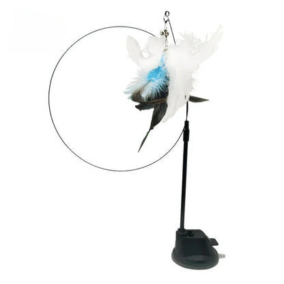Interactive Cat Toy Handfree Cat Stick Playing Kitten Playing Teaser Wand Toy Suction Cup Bird/Feather Cat Wand Pet Supplies