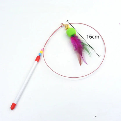 Interactive Cat Toy Handfree Cat Stick Playing Kitten Playing Teaser Wand Toy Suction Cup Bird/Feather Cat Wand Pet Supplies