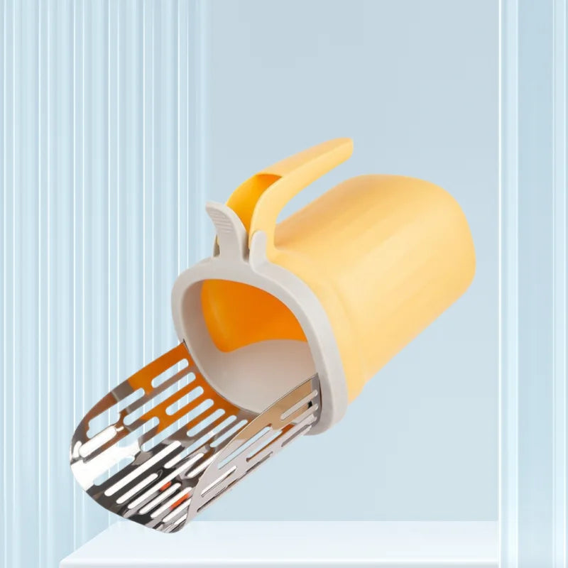 cat poop scoop integrated color blocked cat litter scoop with built in garbage bag storage scoop poop cat cleaning supplies