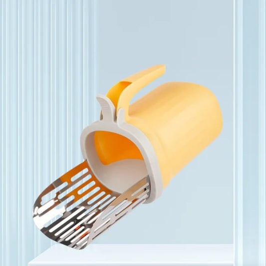 cat poop scoop integrated color blocked cat litter scoop with built in garbage bag storage scoop poop cat cleaning supplies
