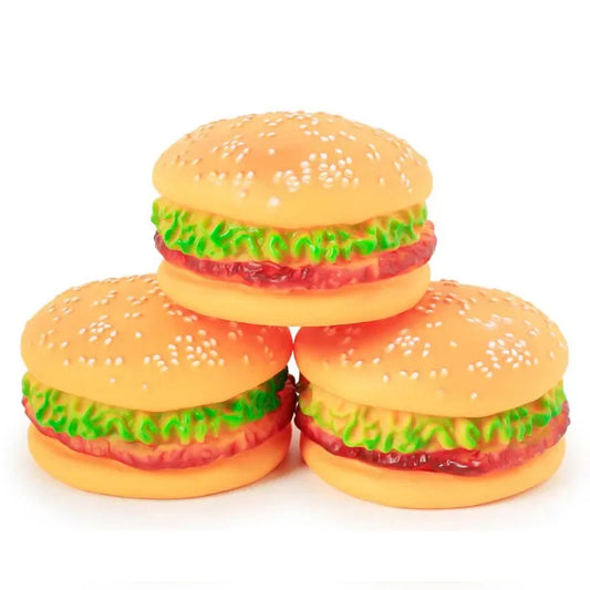 Hamburger Shaped Pet Dog Toys Funny Sound Squeak Chew Toy For Dogs Cats Plastic Training Playing Chewing Toy