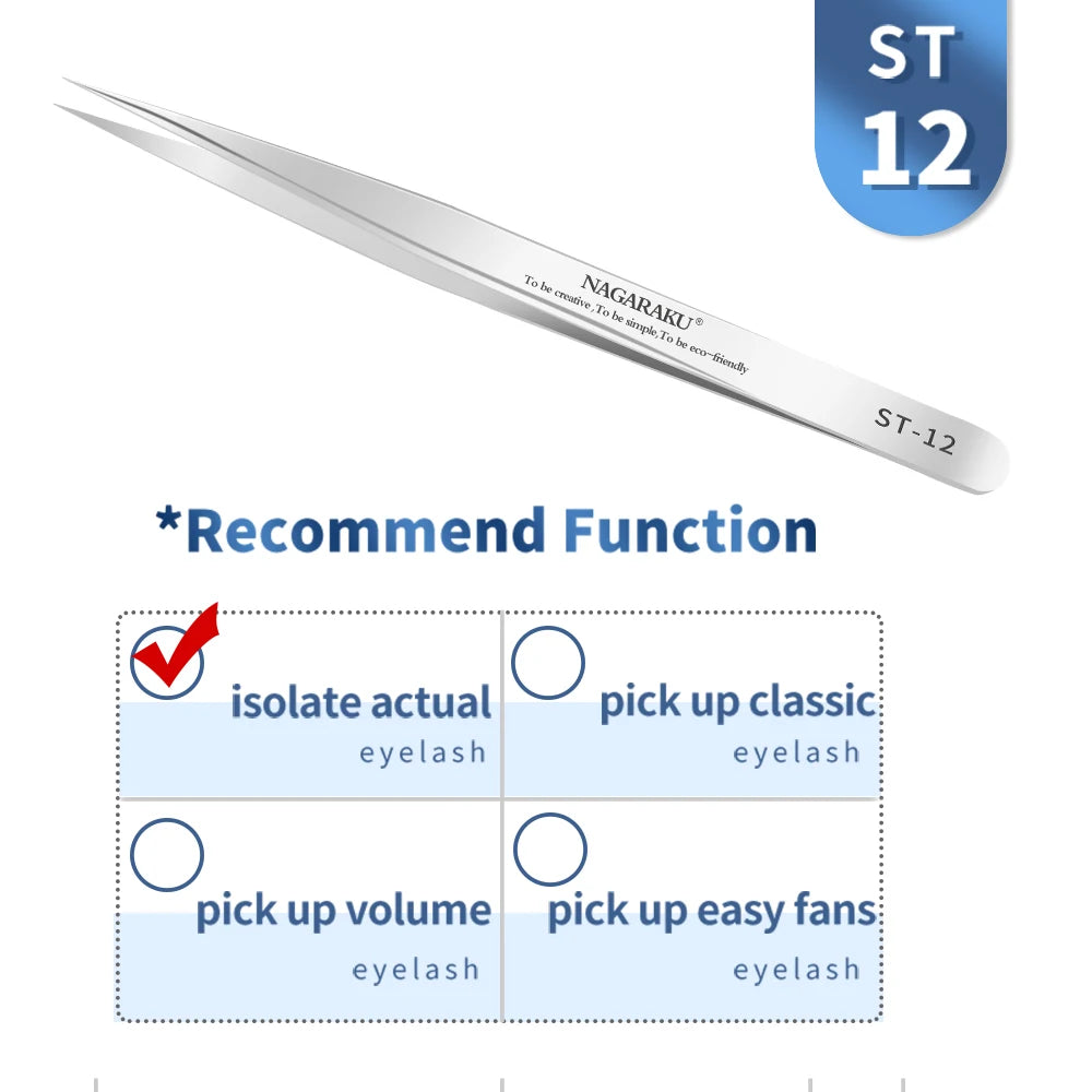 NAGARAKU Eyelash Extension Tweezers False Eyelashes Makeup Stainless Steel Professional Volume Tweezer 3D Accurate Pincet