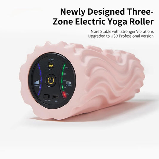 Foam Shaft Electric Foam Roller Yoga Home Gym Vibration Massage 5 Speeds Column Muscle Relax Deep Tissue Usb Rechargeable