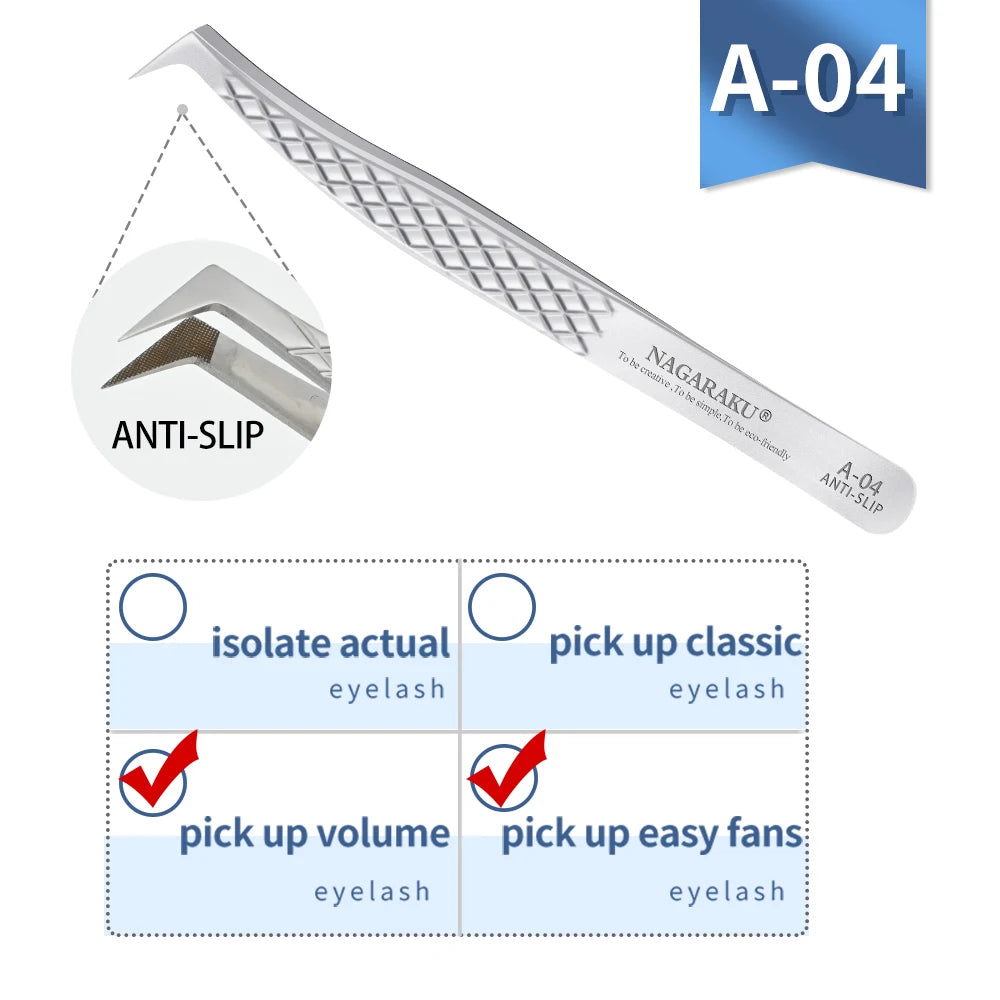 NAGARAKU Eyelash Extension Tweezers False Eyelashes Makeup Stainless Steel Professional Volume Tweezer 3D Accurate Pincet