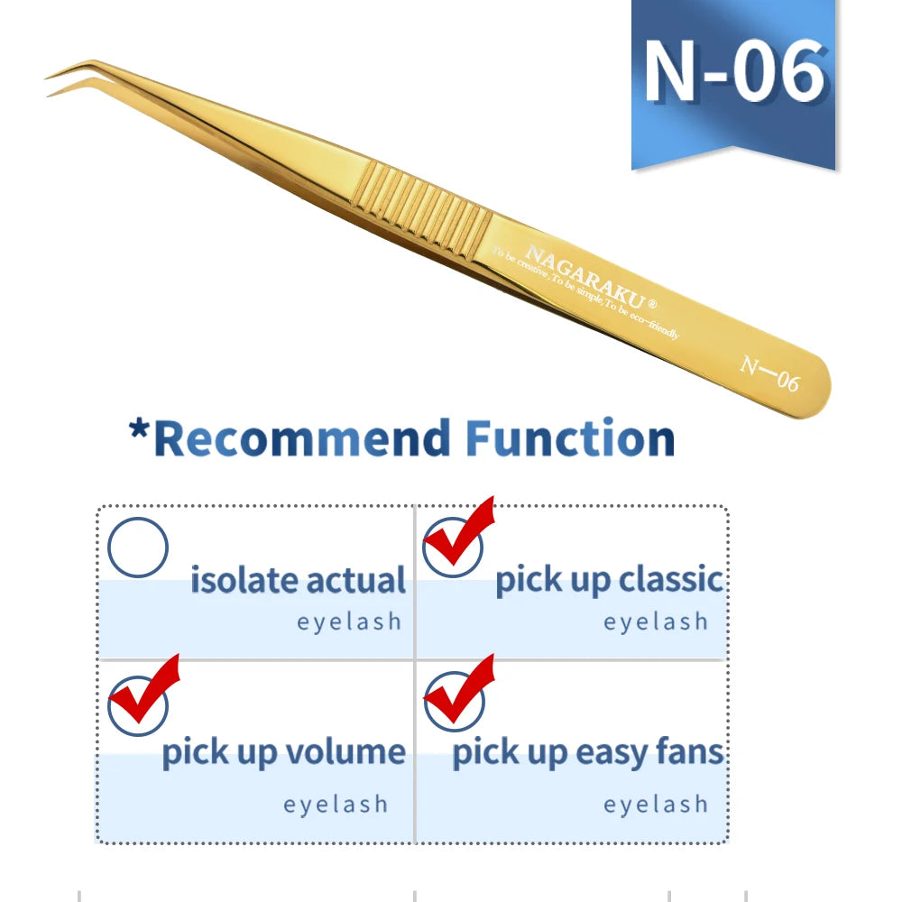 NAGARAKU Eyelash Extension Tweezers False Eyelashes Makeup Stainless Steel Professional Volume Tweezer 3D Accurate Pincet
