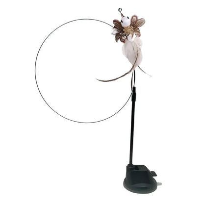 Interactive Cat Toy Handfree Cat Stick Playing Kitten Playing Teaser Wand Toy Suction Cup Bird/Feather Cat Wand Pet Supplies