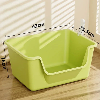 Semi-Enclosed Cat Litter Box High Sides Anti-Splash Thickened Large Capacity Litter Tray with Scoop for Multi-Cat Household