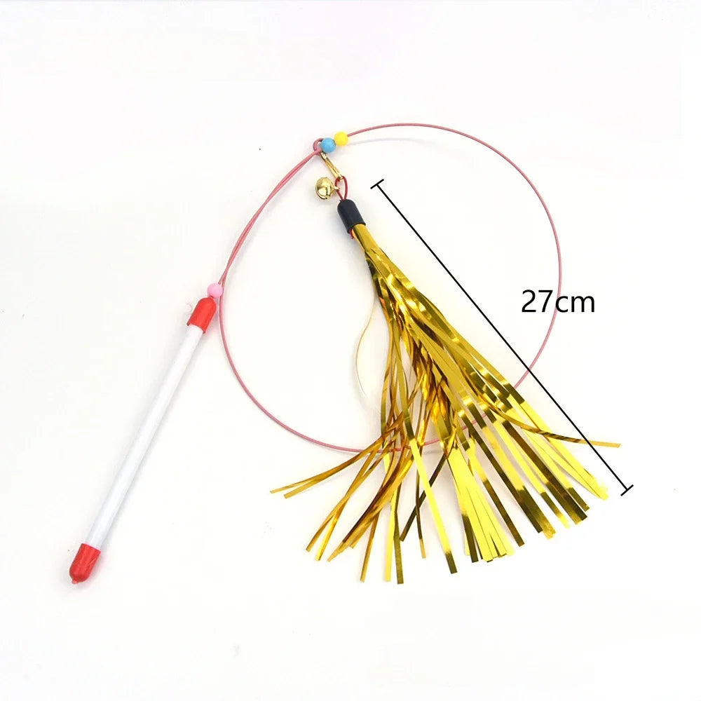 Interactive Cat Toy Handfree Cat Stick Playing Kitten Playing Teaser Wand Toy Suction Cup Bird/Feather Cat Wand Pet Supplies