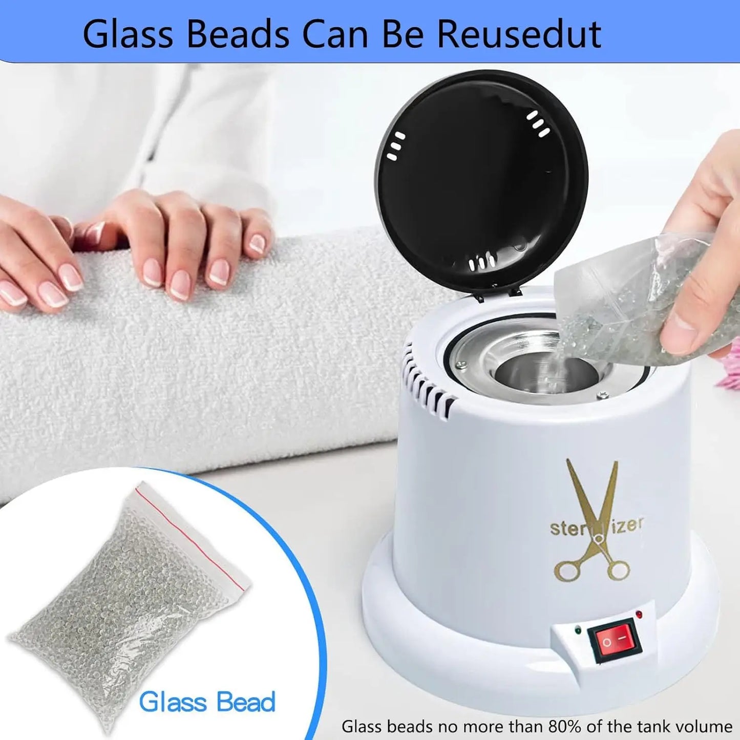 Sterilizer Manicure Equipment Sterilizer Box Pot Nail Art Quartzite Beads High Temperature Glass Ball Tools Nail Art Tools