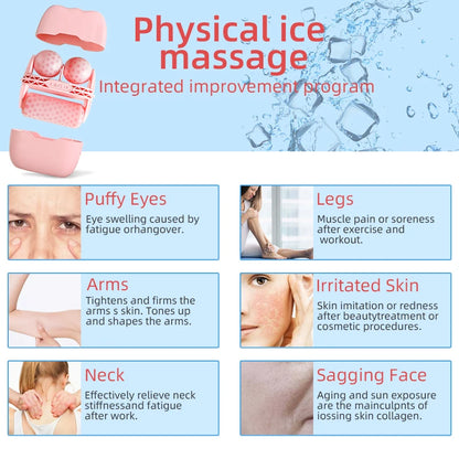Cool Facial Face Massage Roller Double Roller Relieve Fatigue Pain Redness Skin Tighten Face Lift Reduce Swell for Home Use