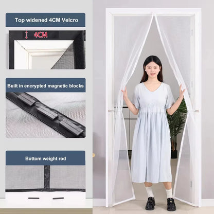 Magnetic Screen Door Curtain Summer Anti-Mosquito Net Fly Insect Screen Mesh Automatic Closing No Punching Easy Installation