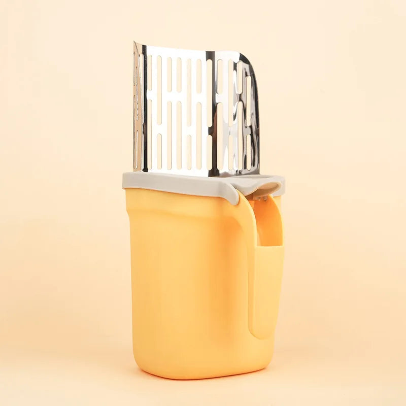 cat poop scoop integrated color blocked cat litter scoop with built in garbage bag storage scoop poop cat cleaning supplies