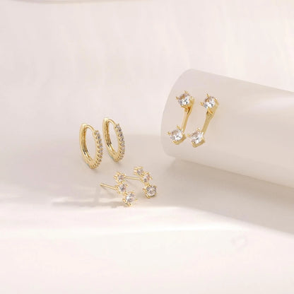 3 Pair/set Stackable Ear Piercing Dainty Cubic Zircon Cartilage Huggie Hoop Earrings for Women Fashion Jewelry Pendientes