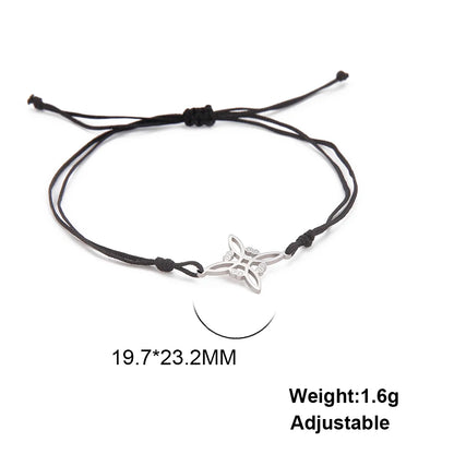 LIKGREAT Witch Knot Wax Rope Bracelet Stainless Steel Witchcraft Knot Charm Pendant On Hand Wicca Amulet Jewelry Biethday Gifts
