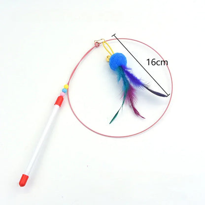 Interactive Cat Toy Handfree Cat Stick Playing Kitten Playing Teaser Wand Toy Suction Cup Bird/Feather Cat Wand Pet Supplies