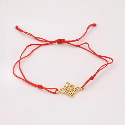 LIKGREAT Witch Knot Wax Rope Bracelet Stainless Steel Witchcraft Knot Charm Pendant On Hand Wicca Amulet Jewelry Biethday Gifts