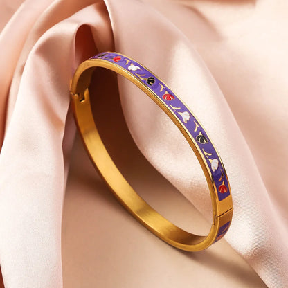 New Fashion Enamel Bracelet Drip Oil Bracelets Women Stainless Steel Jewelry Set Accessory