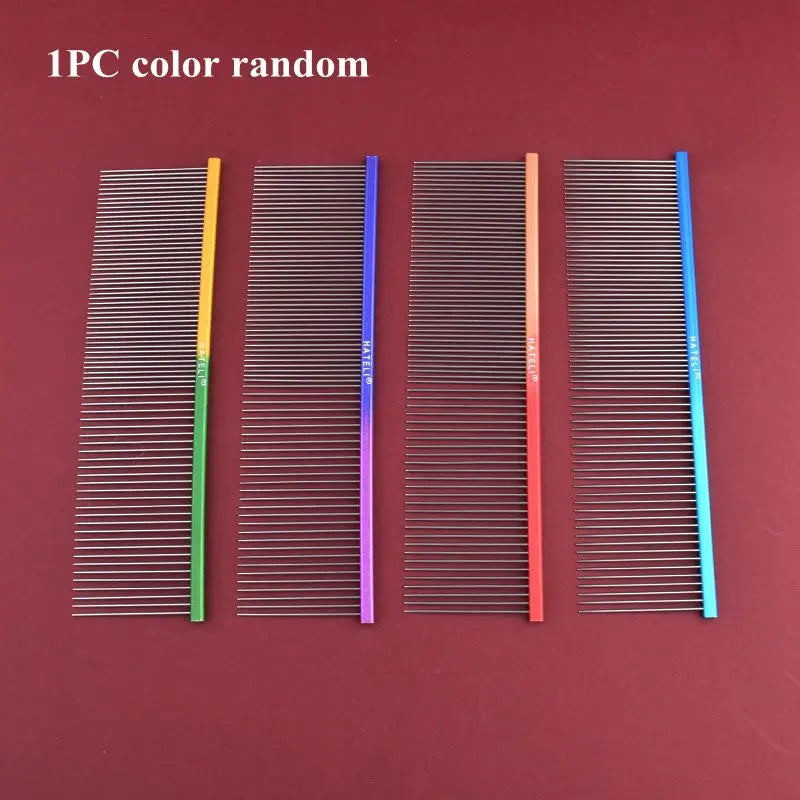 19cm Pet Rainbow Comb Dog Cat Grooming Comb Stainless Steel Pet Comb Dense Teeth Cleaning Brush Hair Removal Pet Supplies