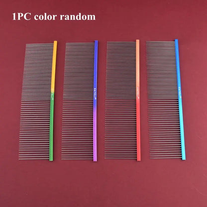 19cm Pet Rainbow Comb Dog Cat Grooming Comb Stainless Steel Pet Comb Dense Teeth Cleaning Brush Hair Removal Pet Supplies