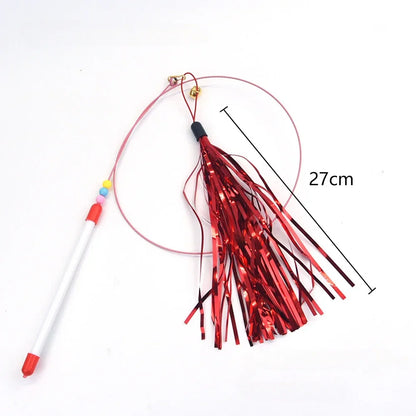 Interactive Cat Toy Handfree Cat Stick Playing Kitten Playing Teaser Wand Toy Suction Cup Bird/Feather Cat Wand Pet Supplies