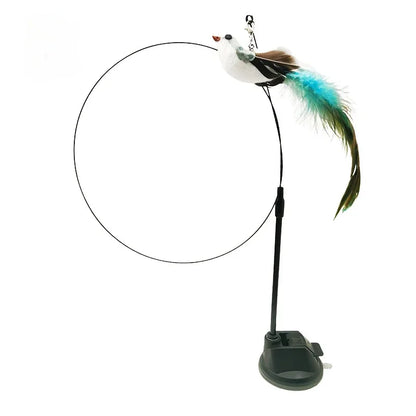 Interactive Cat Toy Handfree Cat Stick Playing Kitten Playing Teaser Wand Toy Suction Cup Bird/Feather Cat Wand Pet Supplies
