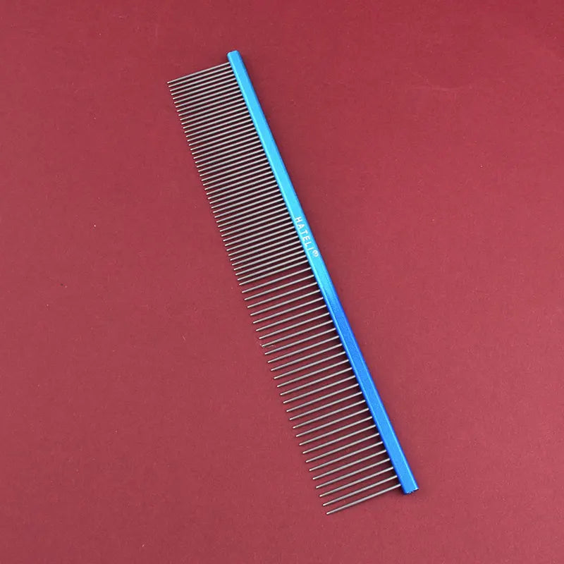 19cm Pet Rainbow Comb Dog Cat Grooming Comb Stainless Steel Pet Comb Dense Teeth Cleaning Brush Hair Removal Pet Supplies