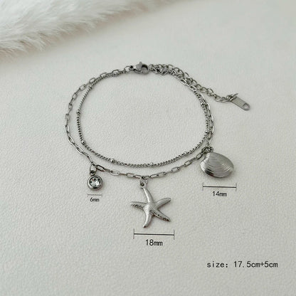 ALTERA New Bohemia Handmade Stainless Steel Necklace Earrings Bracelet Shell Starfish Charm Waterproof Jewelry Set Summer Beach